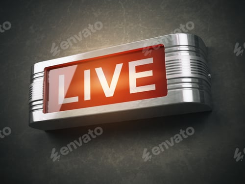 Preview: Live red glowing warning signboard. Record or broadcasting concept.