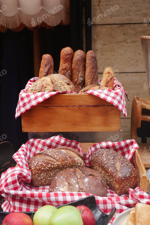 Preview: Freshly baked bread displayed at a local market