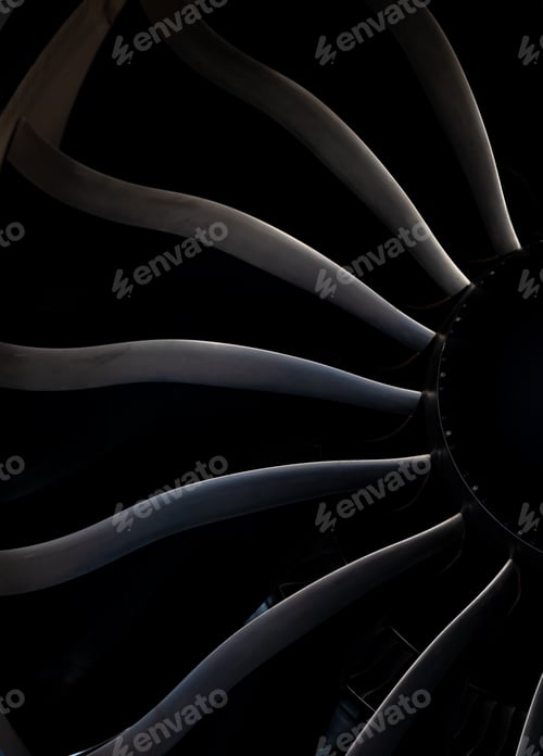 Preview: Plane background. Airplane turbine blades close-up. Airplane engine. Turbines blade. Aviation