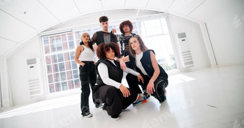 Preview: Portrait, dance and group in studio, teamwork or talent with training for competition, culture or s