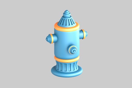 Preview: Cartoonish blue and orange hydrant