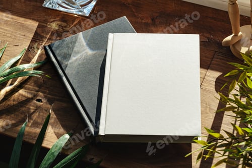 Preview: Books by the window on wooden windowsill in sunlight