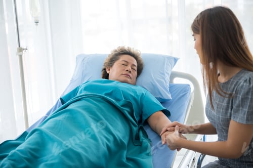 Preview: The daughter visits the grandmother who is sick in the hospital.