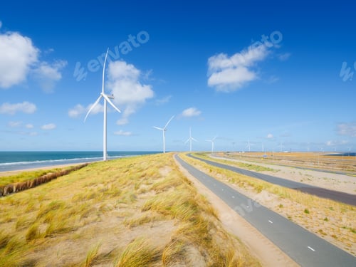 Preview: Wind turbine on the seashore. Renewable and natural energy sources.