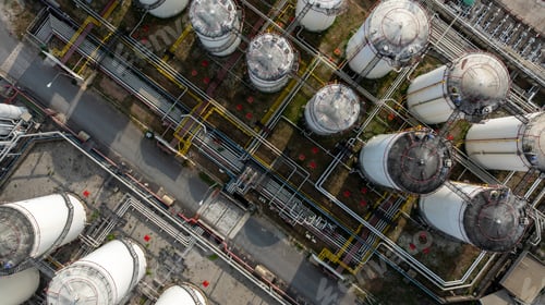 Preview: Aerial view of industrial oil storage tank farm and distribution terminal with tanker truck