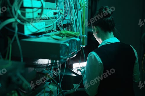 Preview: Female Engineer in Server Room