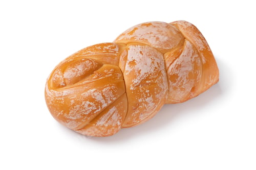 Preview: Traditional Romanian smoked cheese, Cascaval afumat impletit on white background