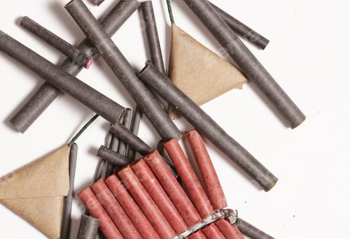 Preview: Firecrackers For New Year Holiday Lie On White Background