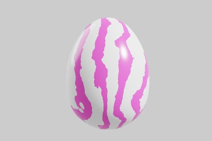 Preview: Abstract egg-shaped object with vibrant pink stripes.