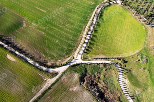 Preview: Aerial photography of a white road in Maremma