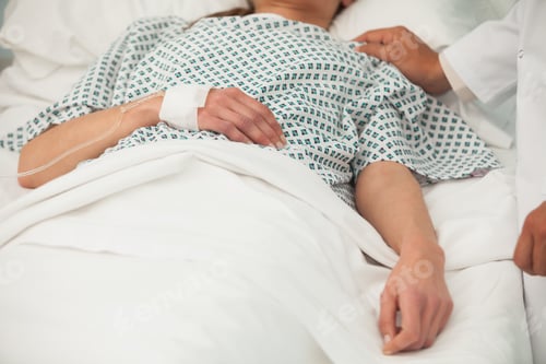 Preview: Old Sick Lady Lying In Hospital Bed