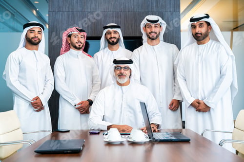 Preview: Group of corporate arab businessmen meeting in the office
