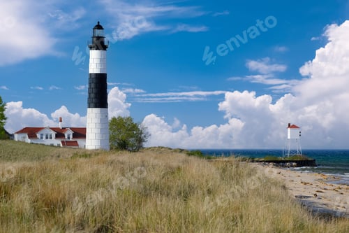 Preview: Big Sable Point Lighthouse in dunes, built in 1867