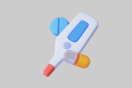 Preview: Cartoon thermometer and pills asset