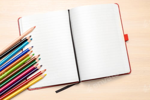 Preview: School supplies on wooden background