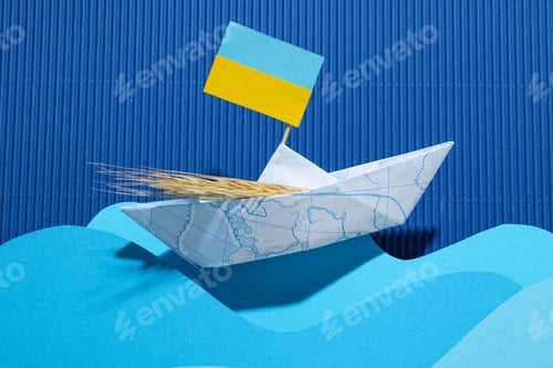 Preview: Concept of Ukrainian grain export with paper boat