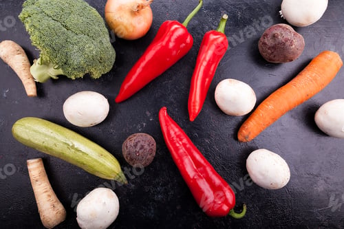 Preview: Top view of vegan dinner