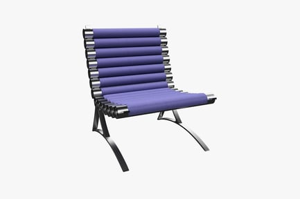 Preview: Lounge chair with curved frame and vertical bars