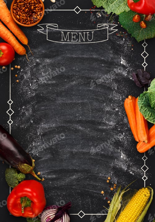 Preview: Black chalkboard as mockup for restaurant menu