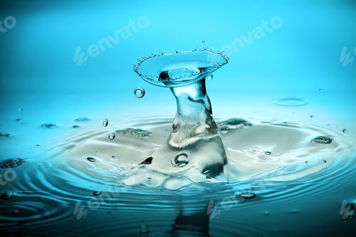 Preview: splash of water on a blue background