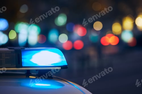 Preview: Blue flasher light of siren of police car