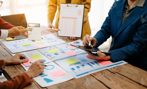 Preview: Business team meeting. professional investor working new start up project. Finance task.