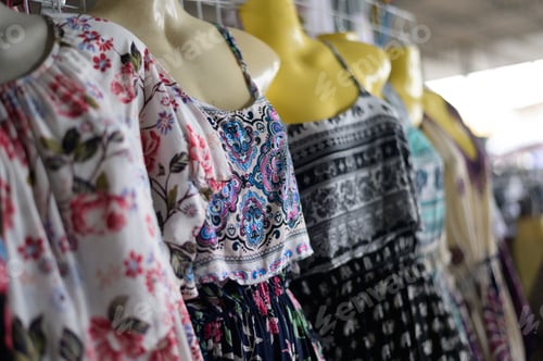 Preview: Colorful clothes in the shop,selective focus