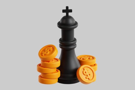 Preview: Chess piece with dollar coins