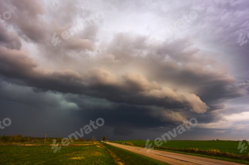Preview: Dramatic storm clouds in the sky, dark severe storm clouds, supercell.