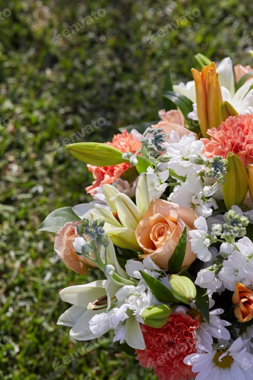 Preview: Vertical photo of bunch of colorful flowers at the Garden