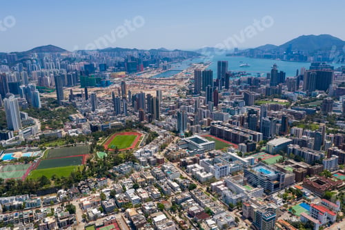 Preview: Kowloon Tong, Hong Kong 12 April 2020: Top view of Hong Kong city