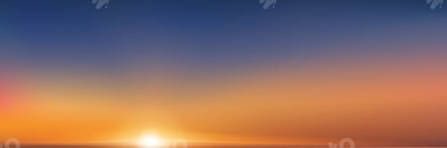 Preview: Summer Sunset Sky by the Sea with reflection,Nature Landscape Golden Hour with twilight dusk Sky