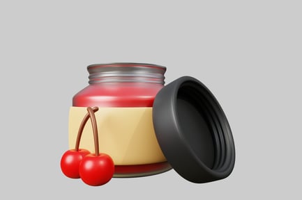 Preview: Cherry jam jar with lid