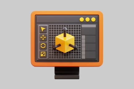 Aperçu: Logiciel de modélisation à l'écran, icône 3D