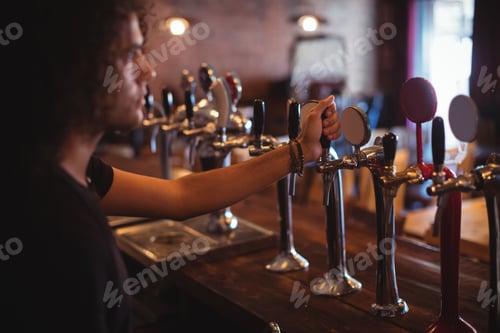 Preview: Male bar tender at bar counter