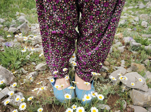 Preview: Anatolian woman with her floral shalwar and rubber shoes