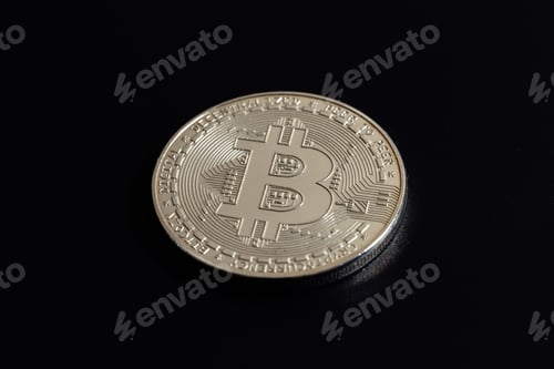 Preview: Bitcoin cryptocurrency on a black background.