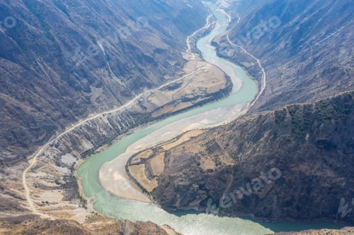 Preview: aerial view of the nujiang river landscape