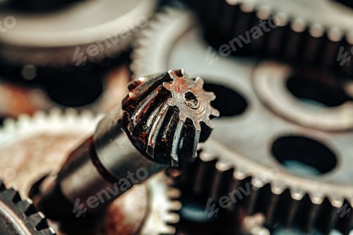Preview: Close up of old rusty car parts on dark background