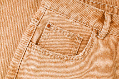 Preview: Front Pocket, Small Pocket, Details Of Orange Jeans Pants Close Up, Macro