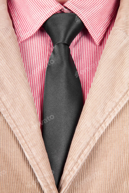 Preview: red striped shirt with black tie