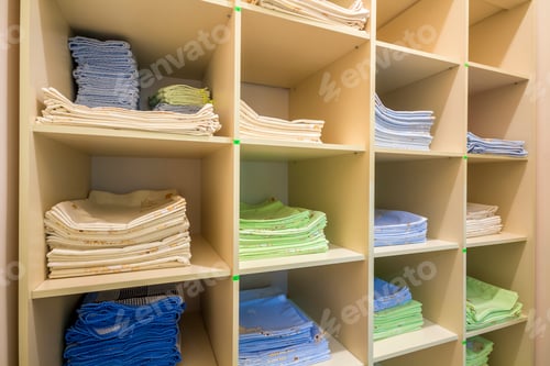 Preview: Interior of white plastic cabinet or clothing open wardrobe