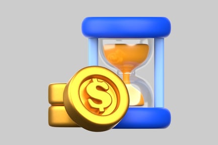 Preview: Hourglass with stacked gold coins