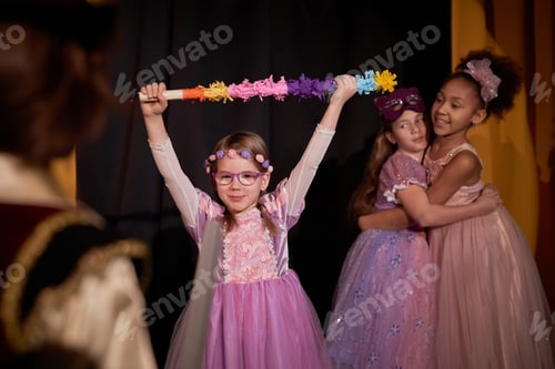 Preview: Girl Acting on Stage in School Play
