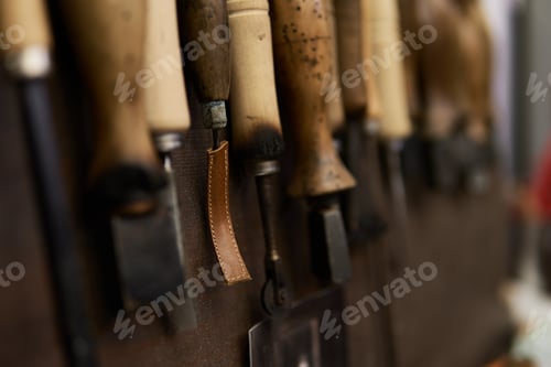 Preview: Leatherworking tools used by shoemakers