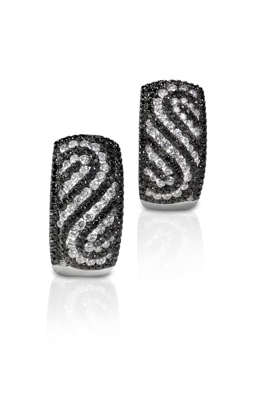 Preview: Black and white diamond pave swirl earrings