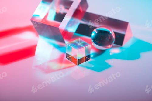 Preview: Glass crystal prism. Multicolor light effect