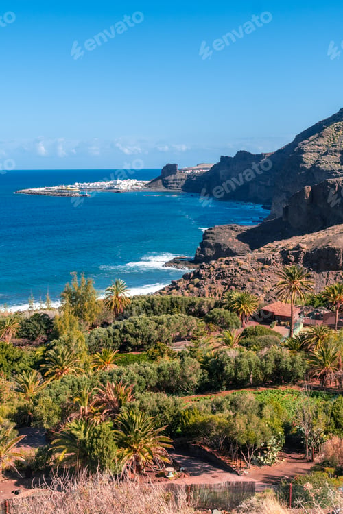 Preview: The town of Agaete from the Barranco de Guayedra viewpoint. Gran Canaria. Spain