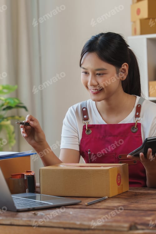 Preview: Asian woman managing online e commerce small business