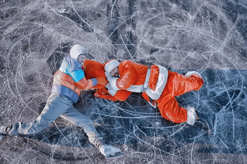 Preview: Guy Takes Gifts From Santa Claus, Skates On The Ice Of The Lake, Rob Santa